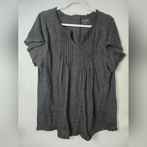 Wonderly Charcoal Pleated Blouse Size Large